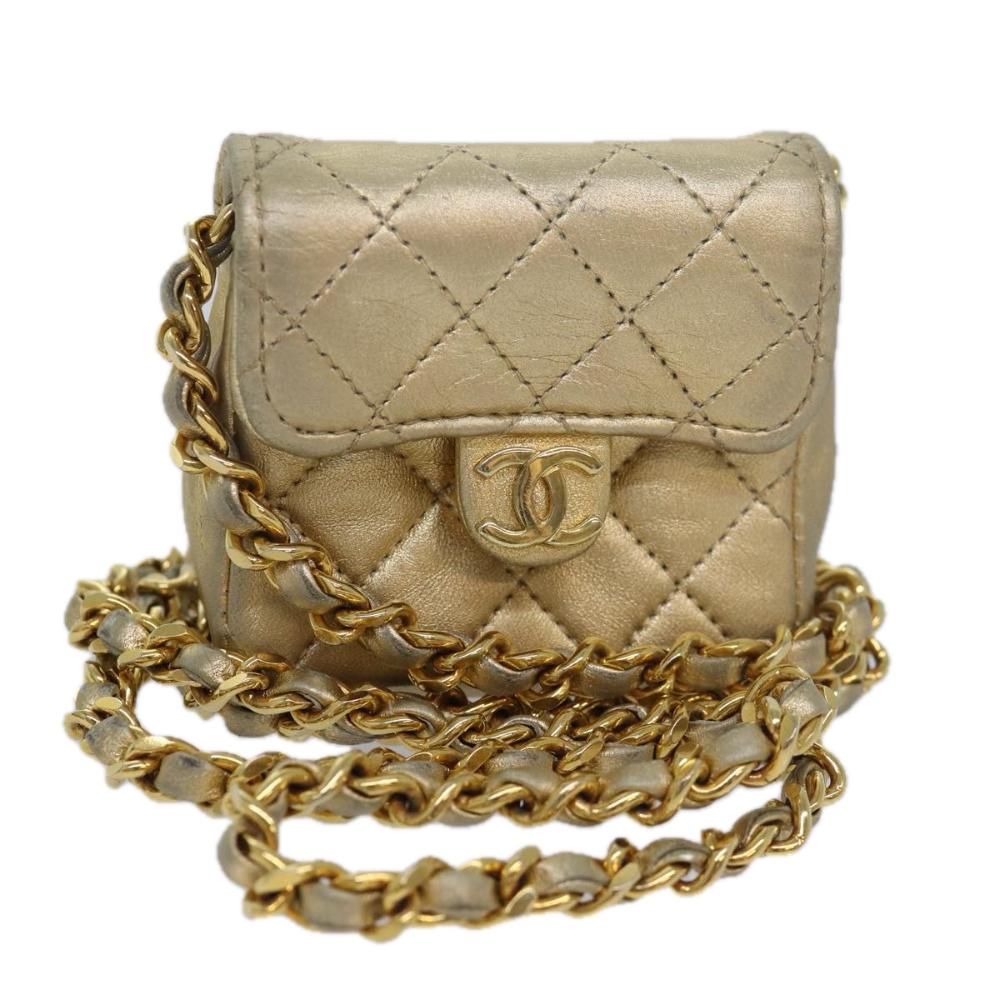 Gold Leather Chanel Shoulder Bag