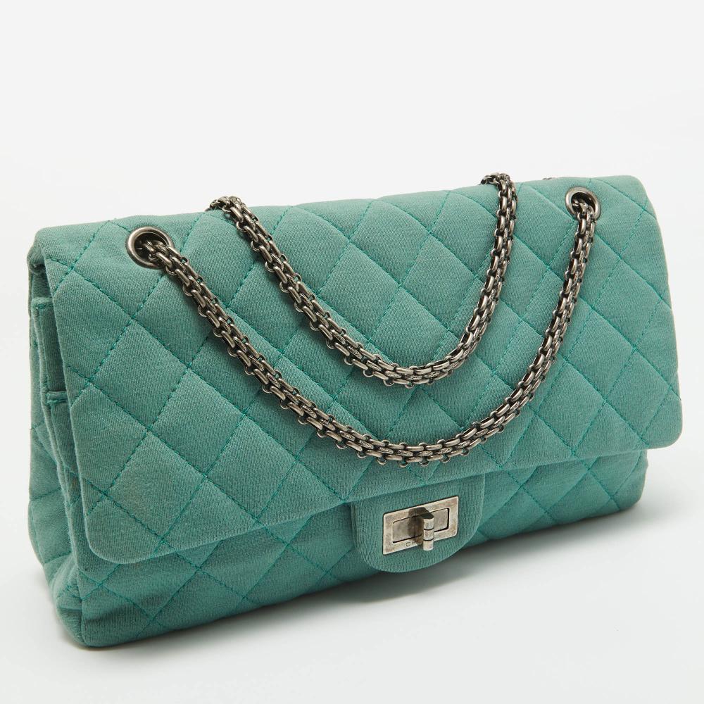 Green Fabric Chanel Flap Bag