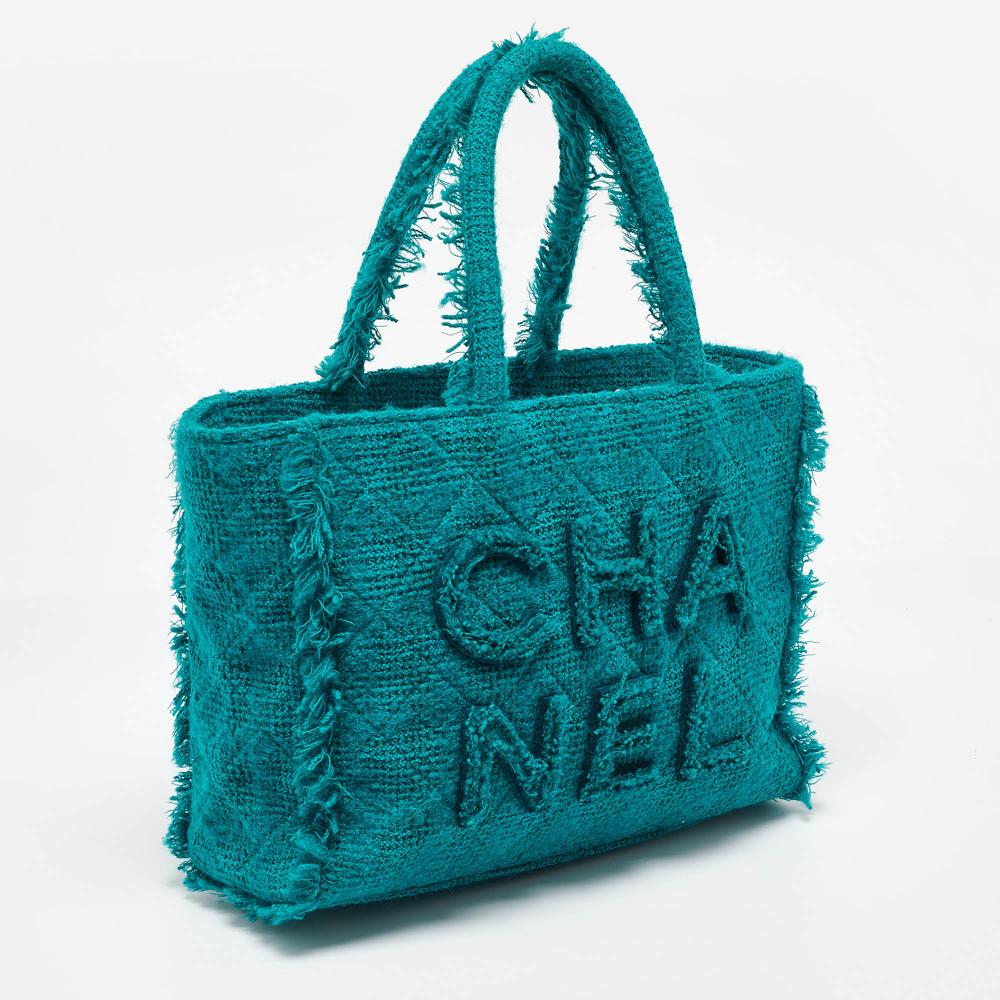 Green Fabric Chanel Tote