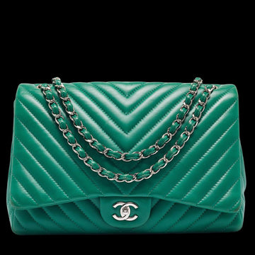 Green Leather Chanel Flap Bag