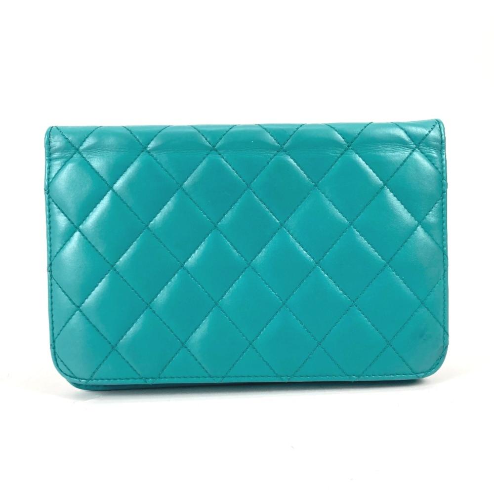 Green Leather Chanel Wallet On Chain