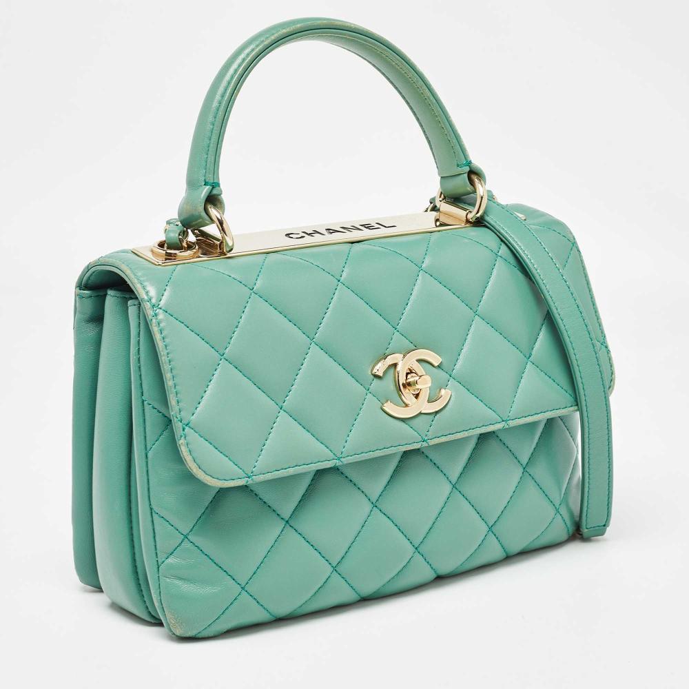Green Leather Chanel Flap Bag