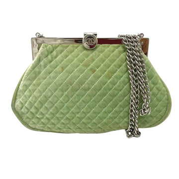 Green Velvet Chanel Shoulder Bag
