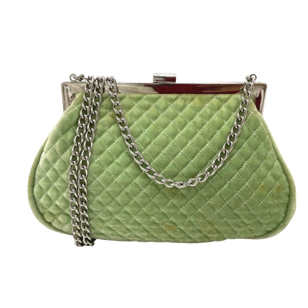 Green Velvet Chanel Shoulder Bag