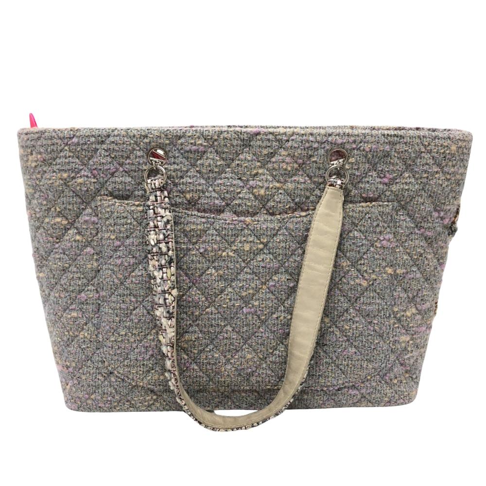Grey Fabric Chanel Tote