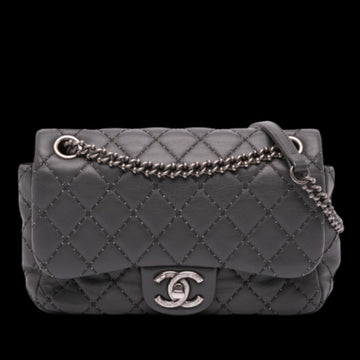 Grey Leather Chanel Shoulder Bag