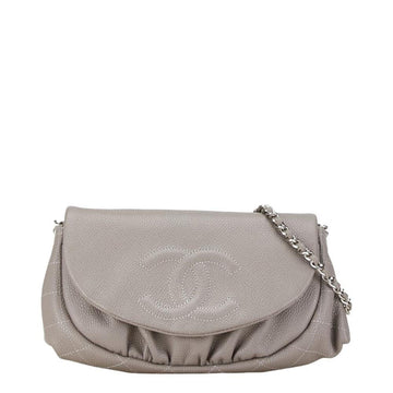 Grey Leather Chanel Shoulder Bag