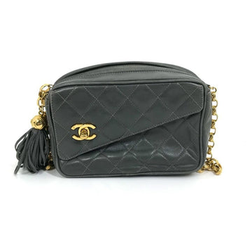 Grey Leather Chanel Shoulder Bag