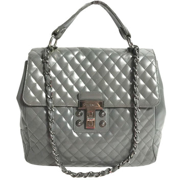 Grey Leather Chanel Shoulder Bag