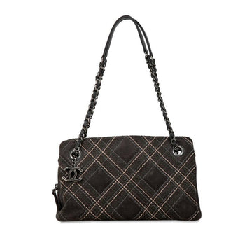 Grey Leather Chanel Shoulder Bag
