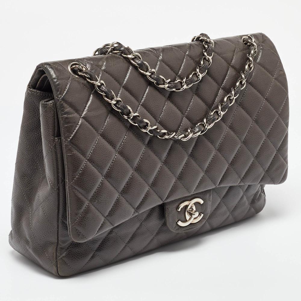 Grey Leather Chanel Flap Bag