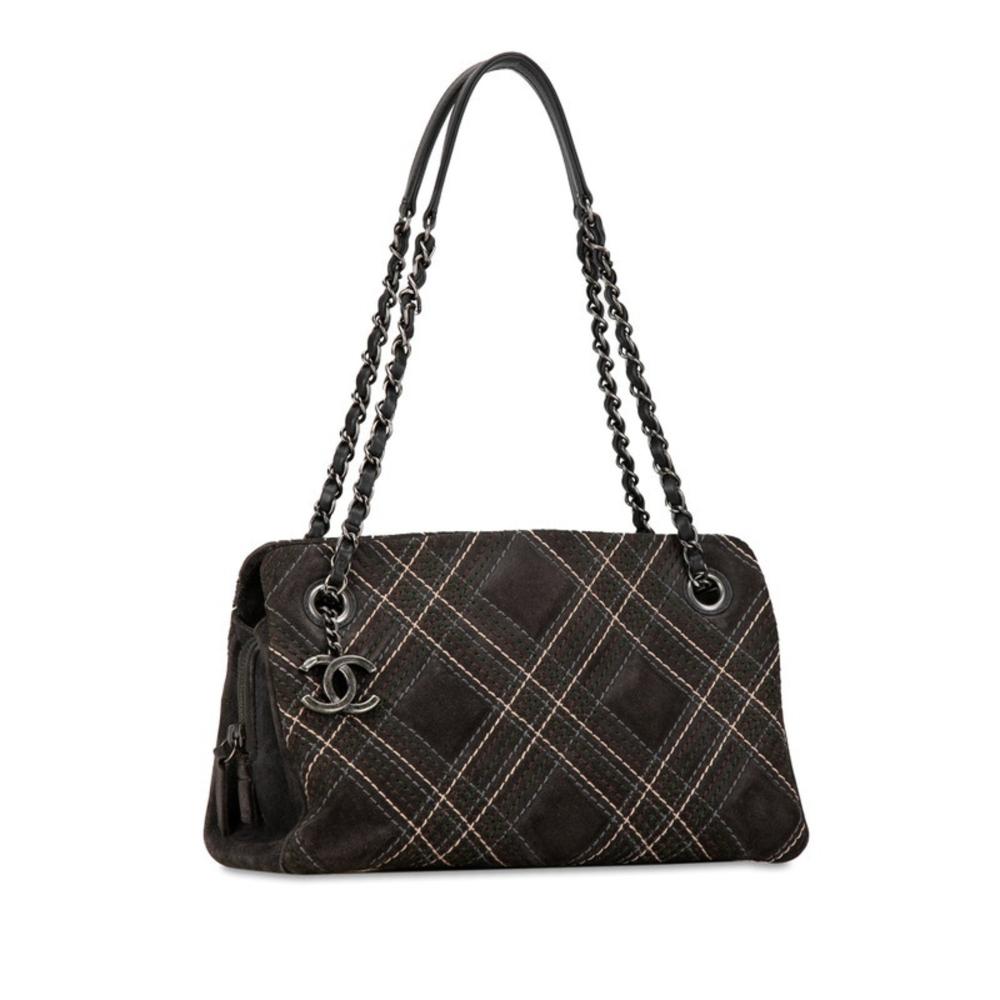 Grey Leather Chanel Shoulder Bag