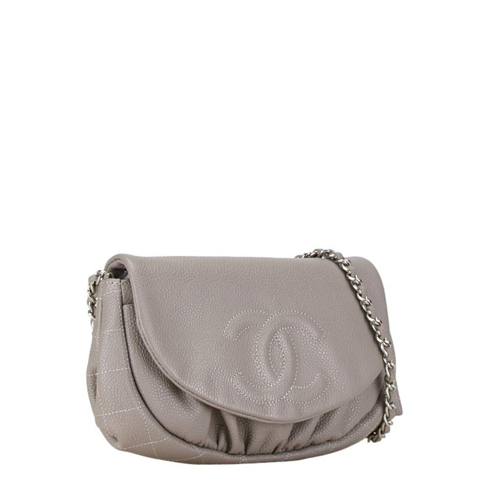Grey Leather Chanel Shoulder Bag