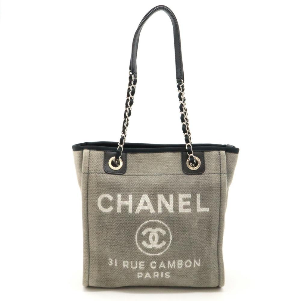 Grey Leather Chanel Deauville