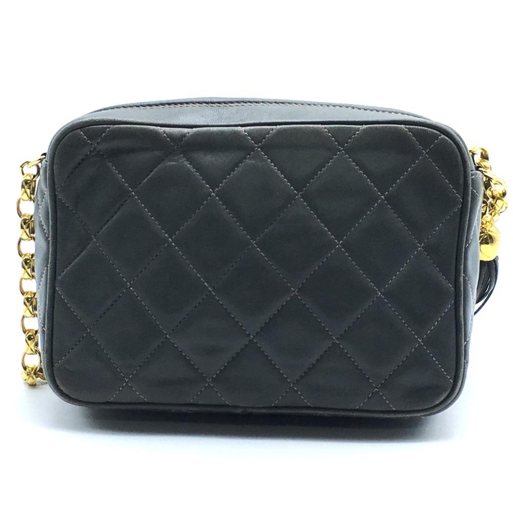 Grey Leather Chanel Shoulder Bag