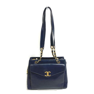 Navy Fabric Chanel Shoulder Bag