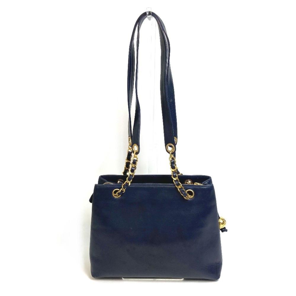 Navy Fabric Chanel Shoulder Bag