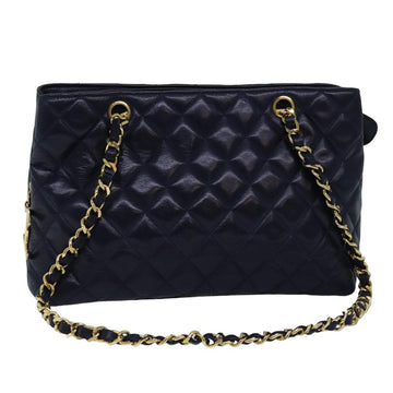 Navy Leather Chanel Shoulder Bag