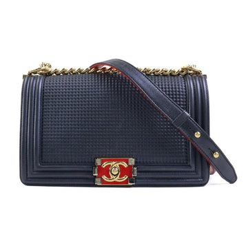 Navy Leather Chanel Crossbody Bag