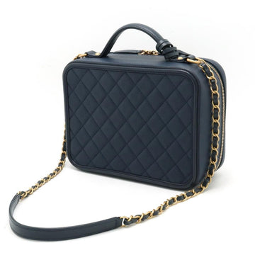 Navy Leather Chanel Handbag