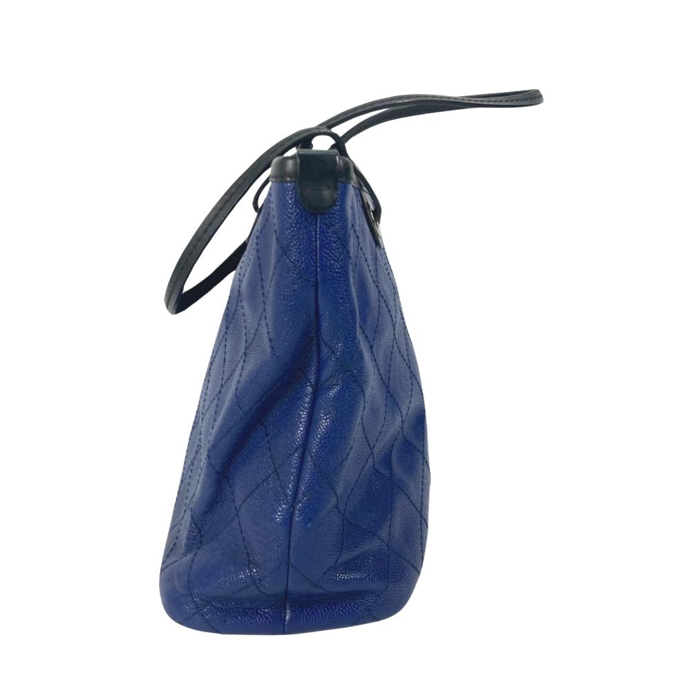 Navy Leather Chanel Tote