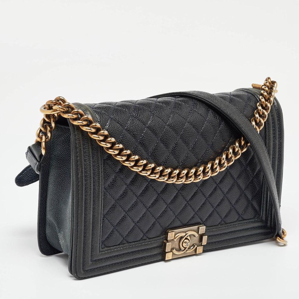 Navy Leather Chanel Boy Bags