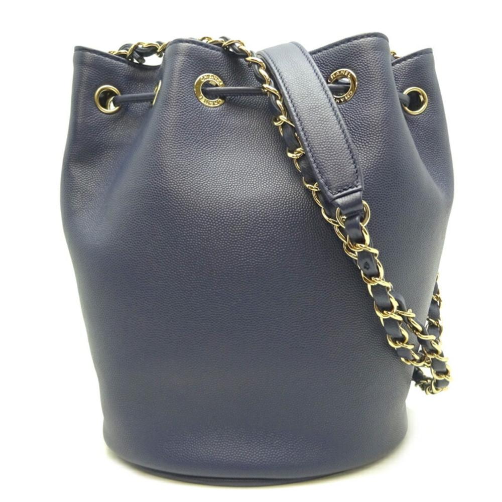 Navy Leather Chanel Deauville