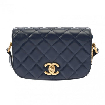 Navy Suede Chanel Shoulder Bag