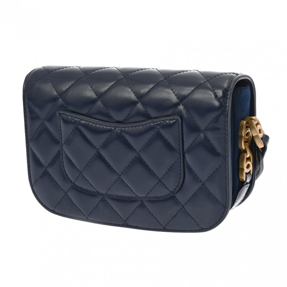 Navy Suede Chanel Shoulder Bag