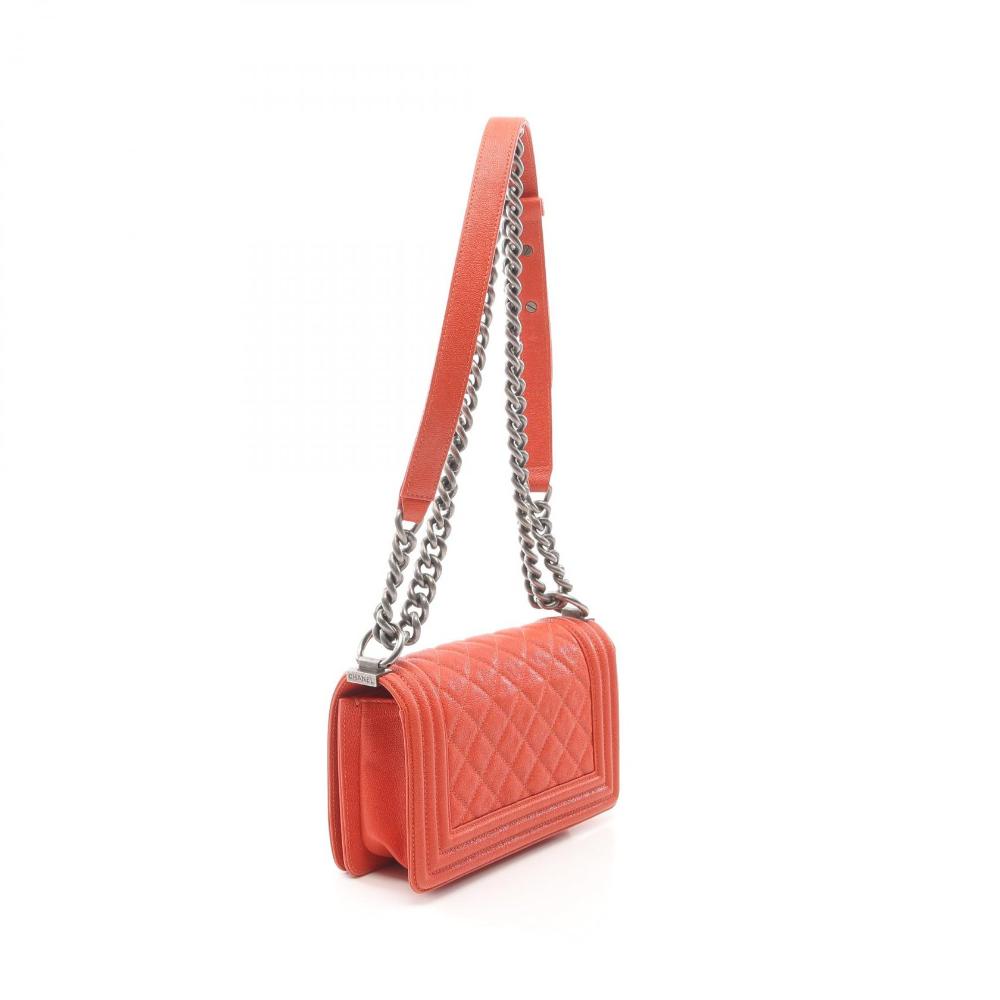 Orange Leather Chanel Boy Bags