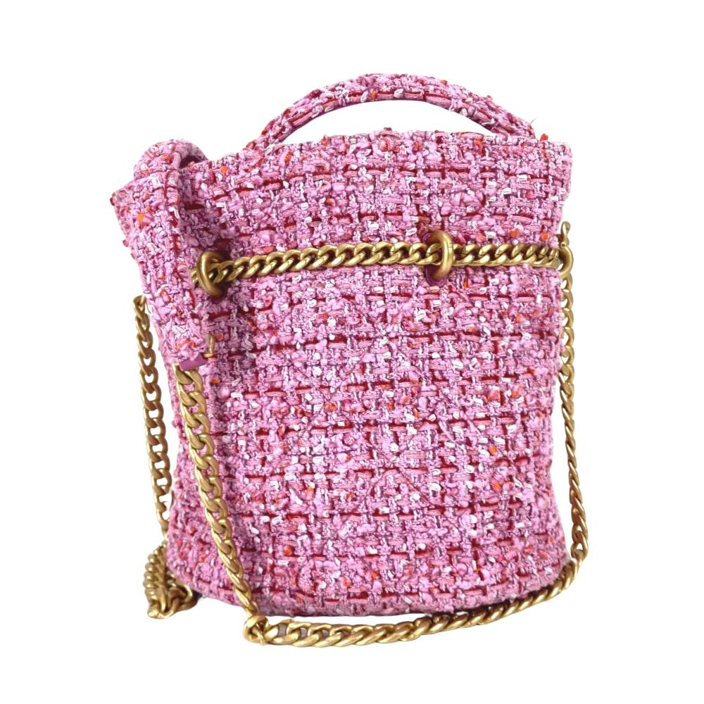 Pink Fabric Chanel Crossbody Bag