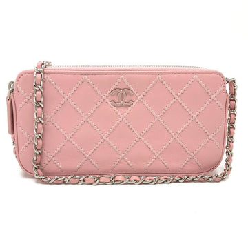 Pink Leather Chanel Wallet On Chain