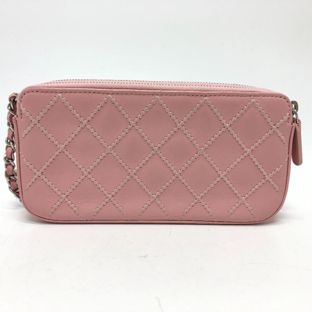 Pink Leather Chanel Wallet On Chain