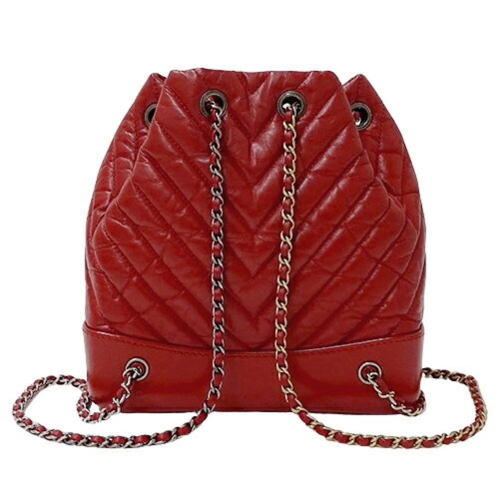 Red Fabric Chanel Backpack