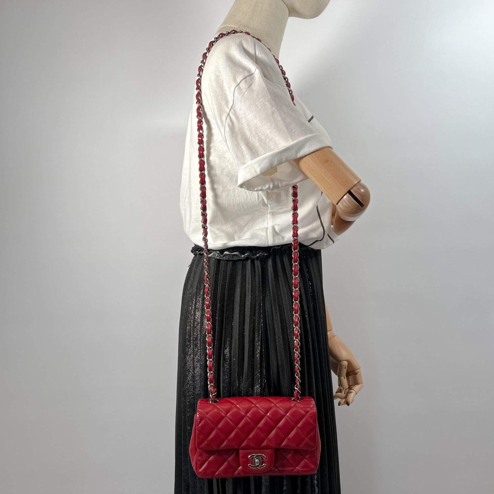 Red Leather Chanel Crossbody Bag