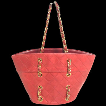 Red Leather Chanel Shoulder Bag