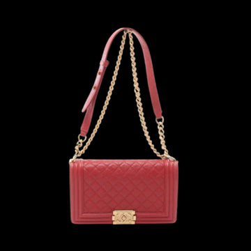 Red Leather Chanel Shoulder Bag