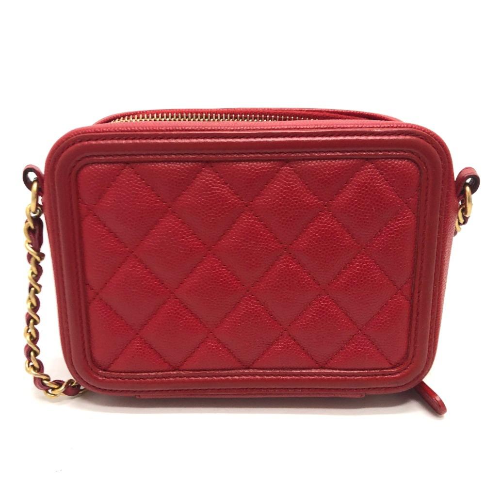 Red Leather Chanel Shoulder Bag