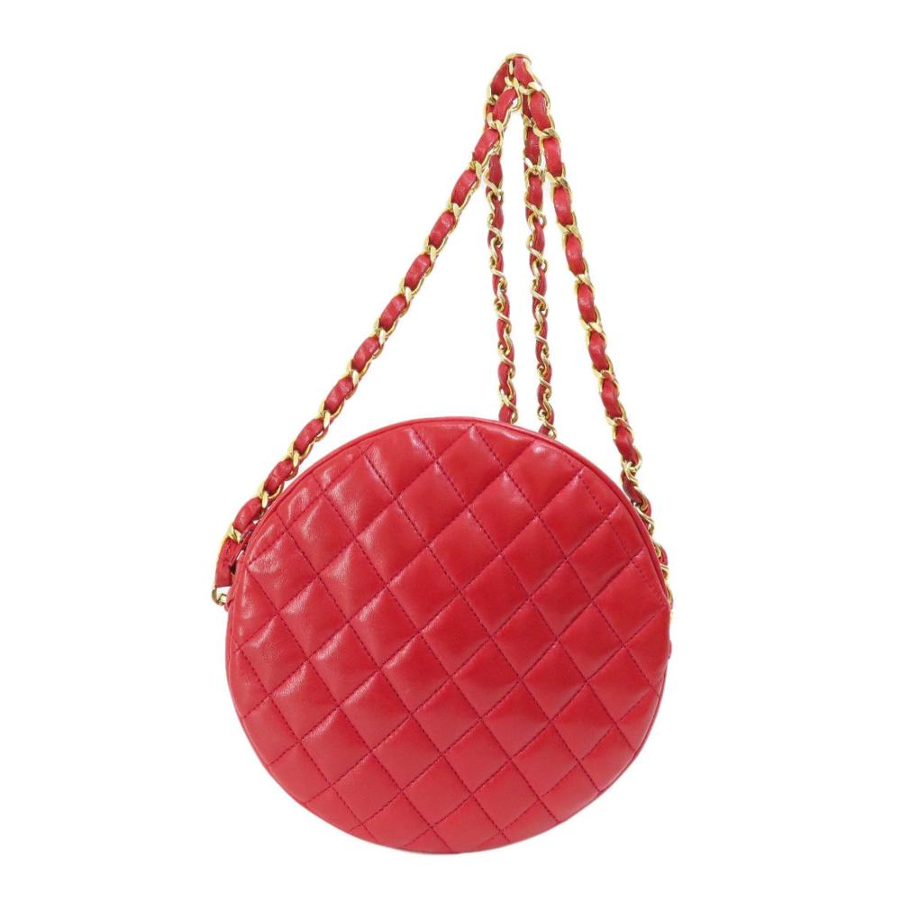 Red Leather Chanel Sports CC Logo