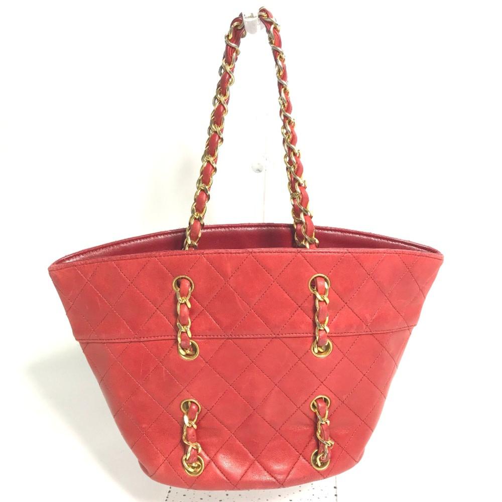 Red Leather Chanel Shoulder Bag