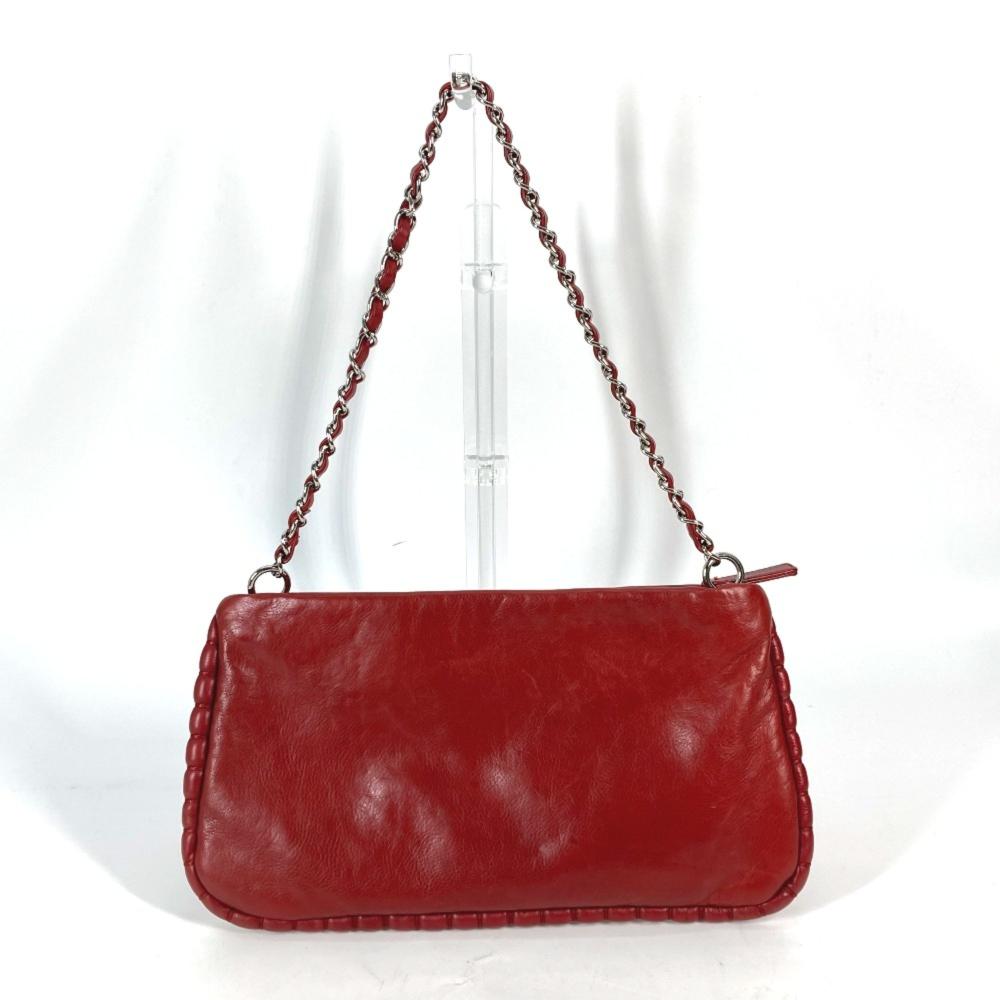 Red Leather Chanel Shoulder Bag