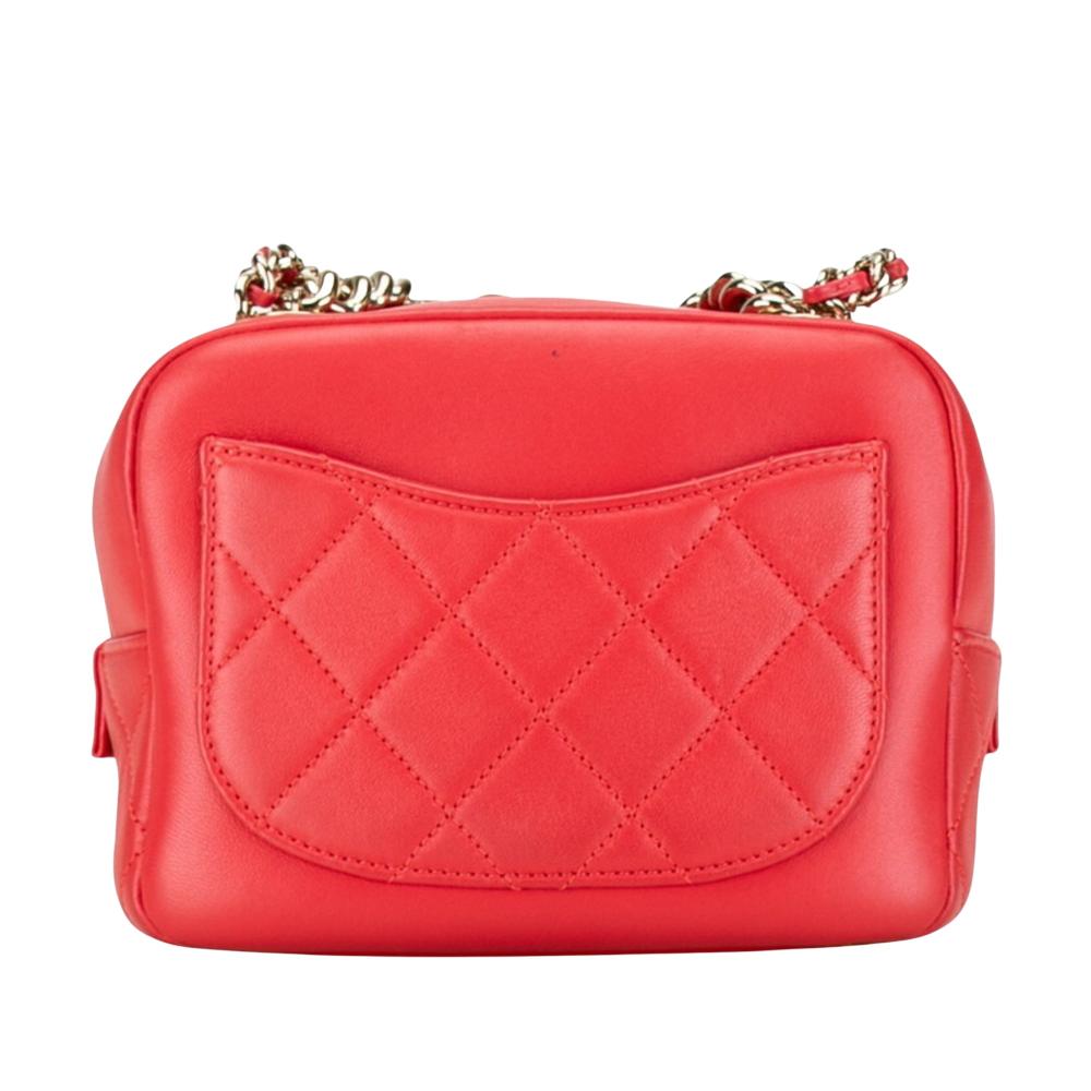 Red Leather Chanel Shoulder Bag