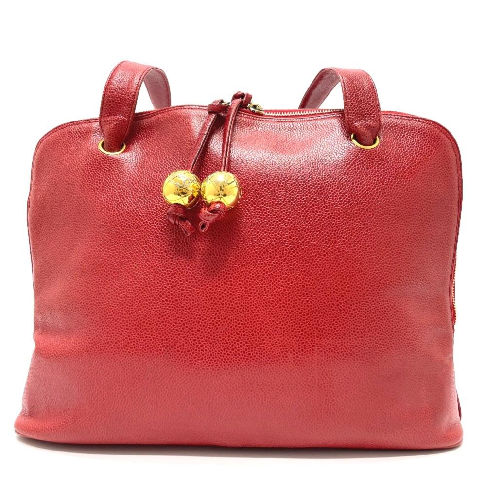 Red Leather Chanel Shoulder Bag