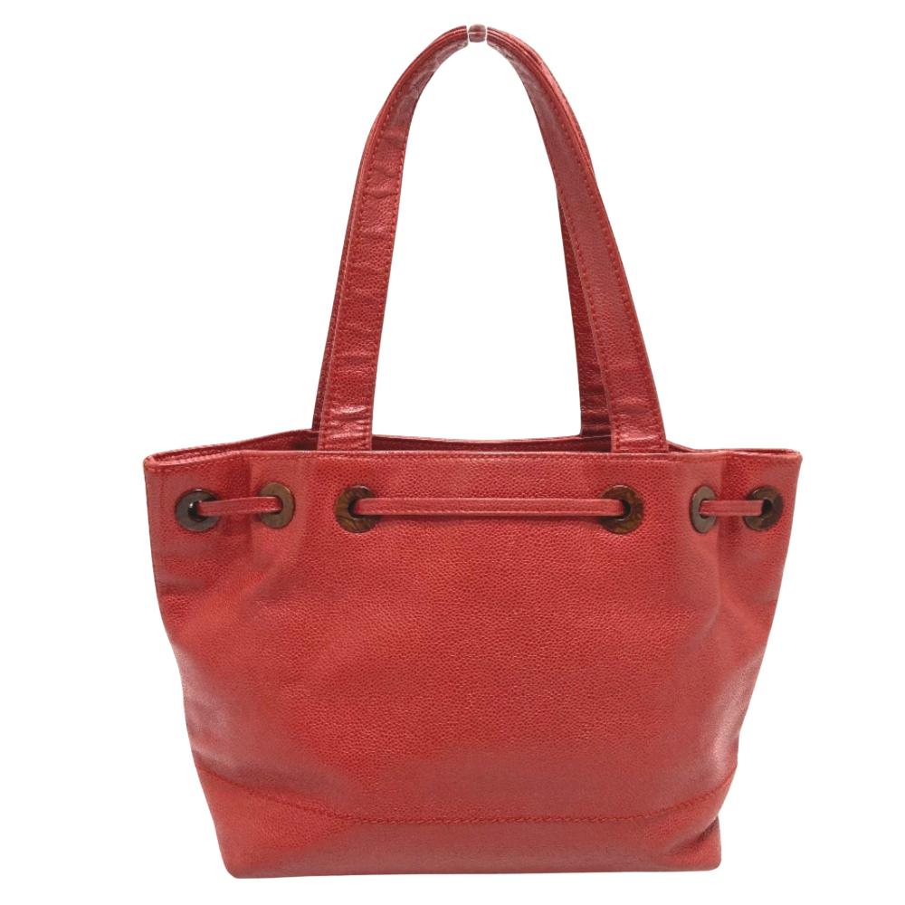 Red Leather Chanel Tote