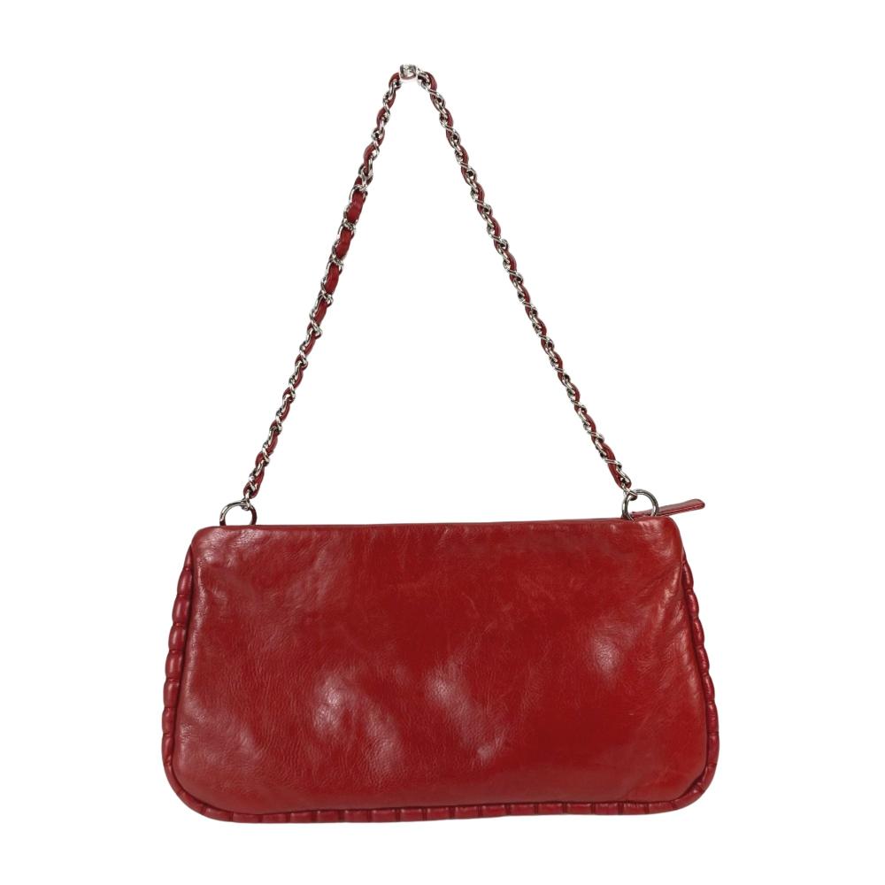 Red Leather Chanel Wallet On Chain