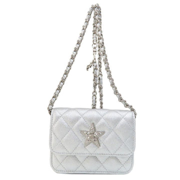 Silver Leather Chanel Shoulder Bag