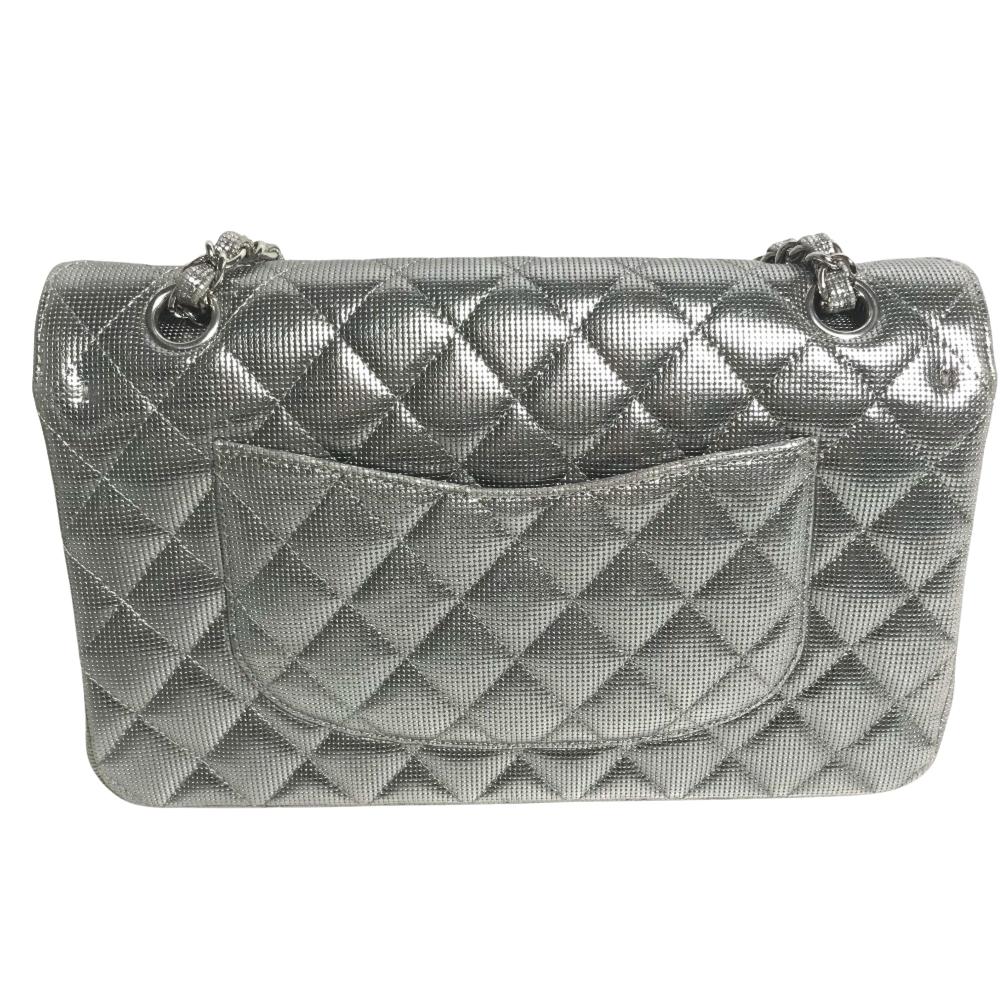 Silver Leather Chanel Crossbody Bag