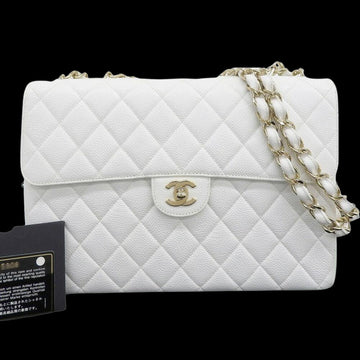 White Fabric Chanel Shoulder Bag