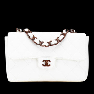 White Leather Chanel Shoulder Bag