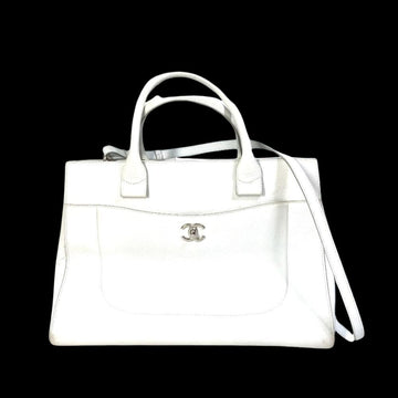 White Leather Chanel Handbag